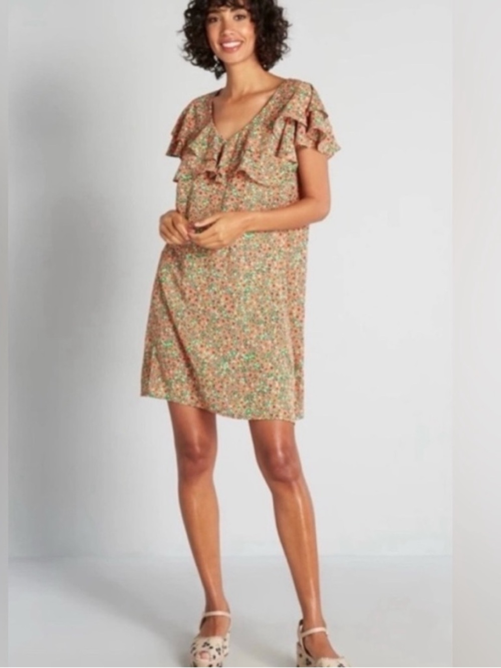 NWT Modcloth Molly Bracken Poised For Poppies Floral Ruffle Short Sleeve Dress - Picture 3 of 16